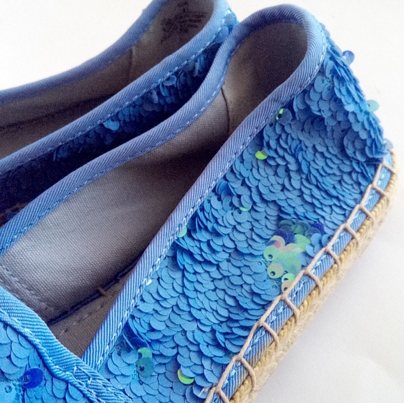 New Circus by Sam Edelman Blue Sequins Flat  Espadrille Shoes Women's Size 9.5 - Picture 14 of 17
